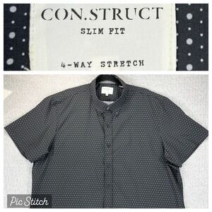 CON.STRUCT geometric polkadot print Dress Shirt Men XXL black Button Down‎